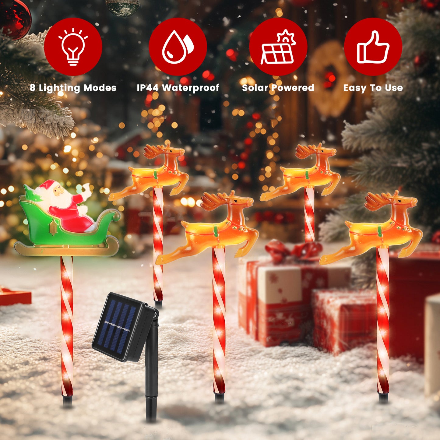 Christmas Outdoor Pathway Lights - 8 Modes, IP44 Waterproof