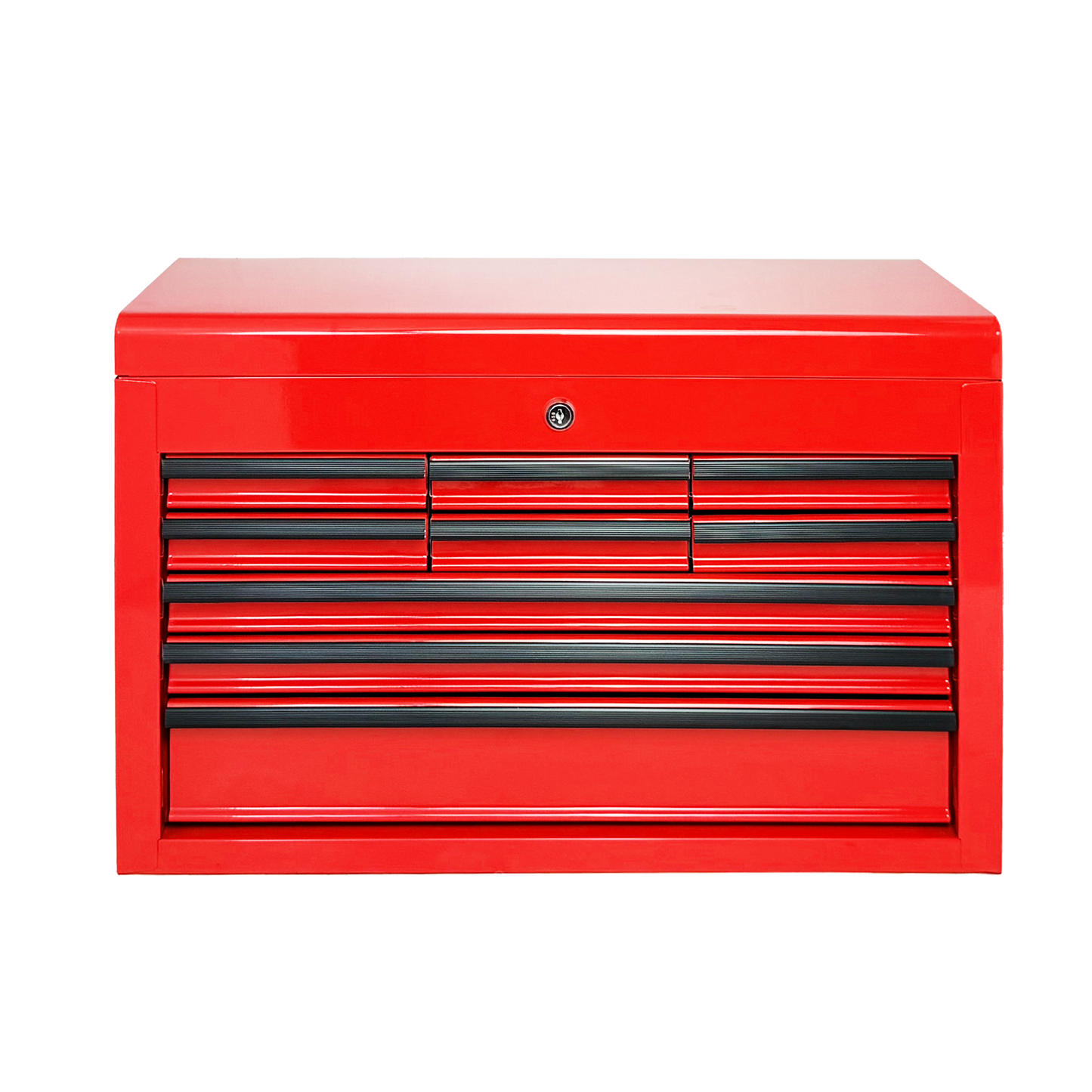 24-Inch Heavy Duty Metal Tool Box with 9 Drawers and Locking System - Red