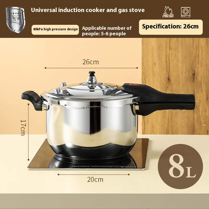 Universal Stainless Steel Pressure Cooker with Double Bottom & Handle - Large Capacity