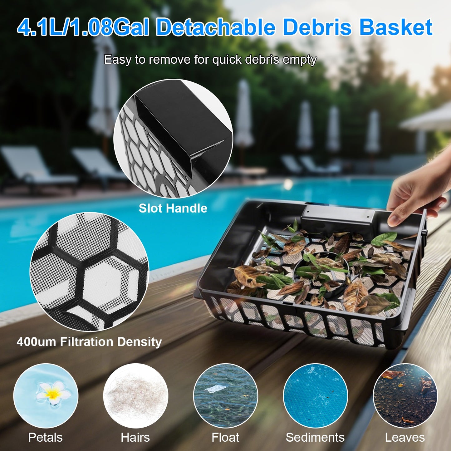Solar Powered Robotic Pool Skimmer with APP Control, Dual Cleaning Modes, 1937sq.ft Coverage