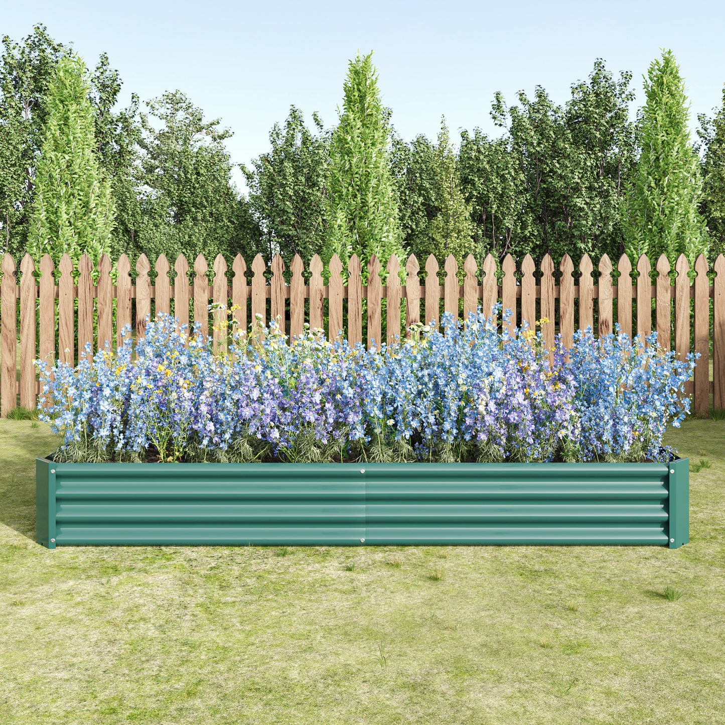 2-Piece Green Metal Raised Garden Planter Bed - 7.6' x 3.7'