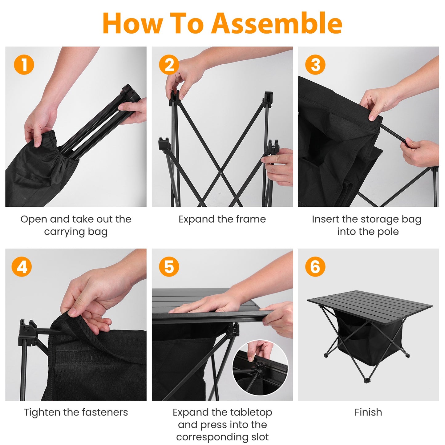 Foldable Camping Table with Storage Basket - Portable Aluminum