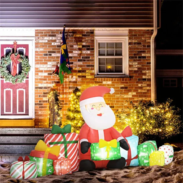 Inflatable Santa Claus Decoration with LED Lights - 118.1"
