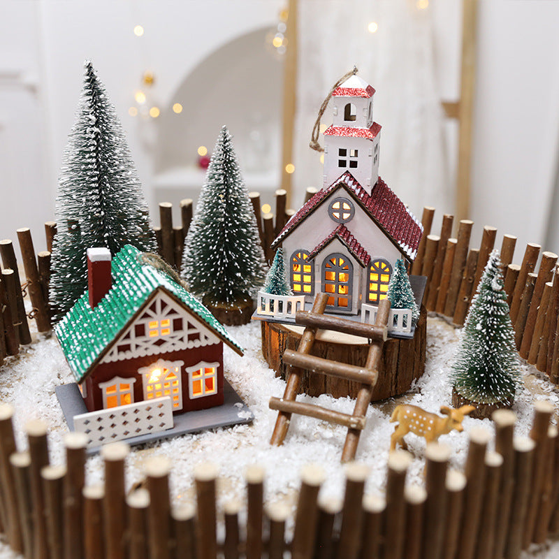 Creative Christmas Wooden House Pendant Decor - Rustic Holiday Ornaments