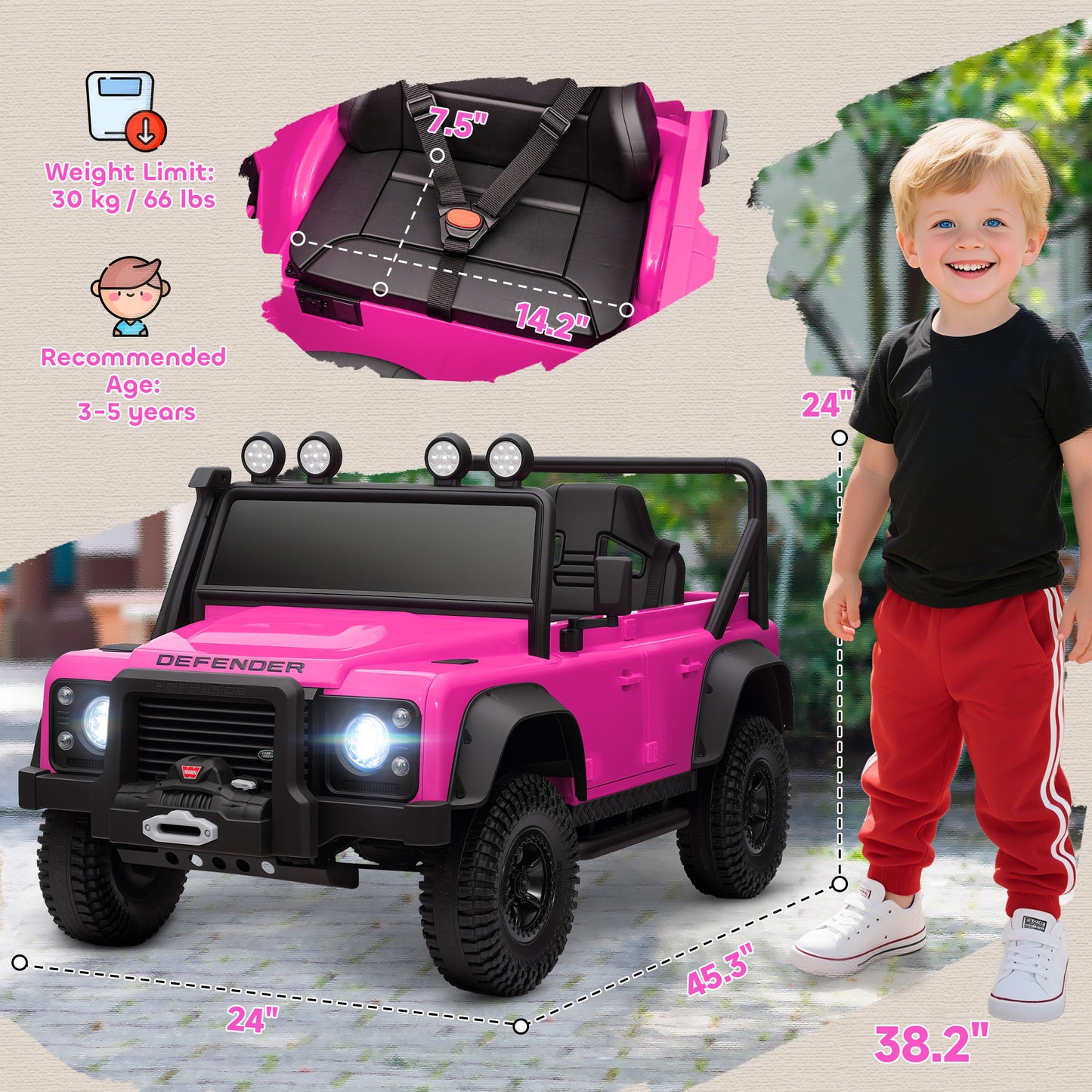 Electric Ride-On Car with Remote Control - Pink