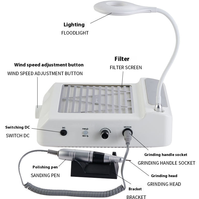 Multifunctional Nail Polishing Machine with Vacuum Cleaner - 4-in-1 Nail Drill Kit
