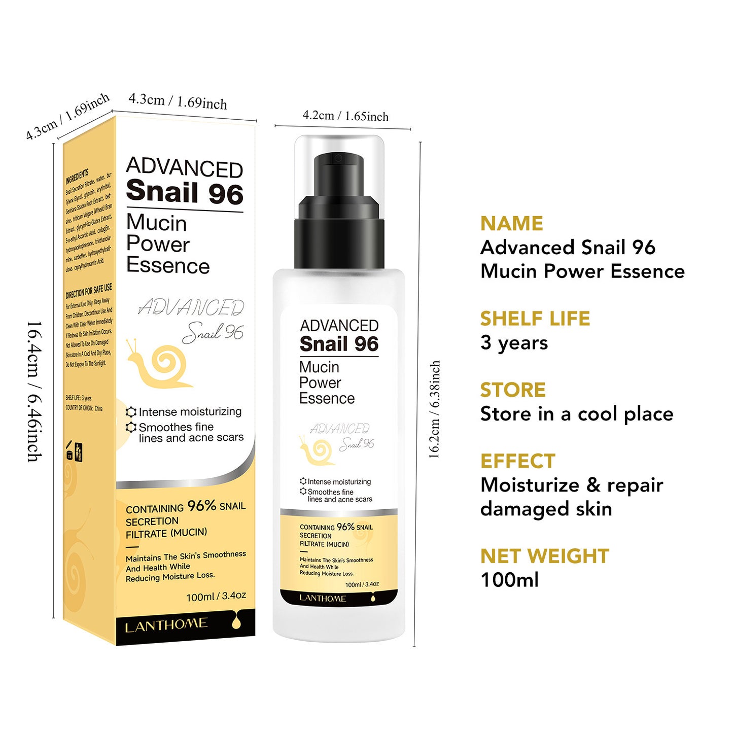 Snail Serum Moisturizer for Face - 100ml Hydrating Facial Care