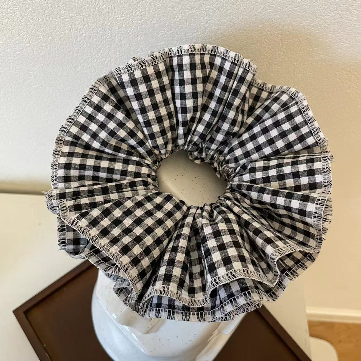Plaid Lace Hair Ring Handmade Hair Accessory