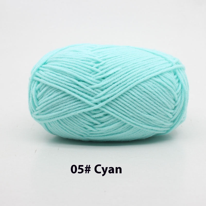 Four-Strand Milk Cotton Crochet Yarn Balls for Craft Projects - Multiple Colors