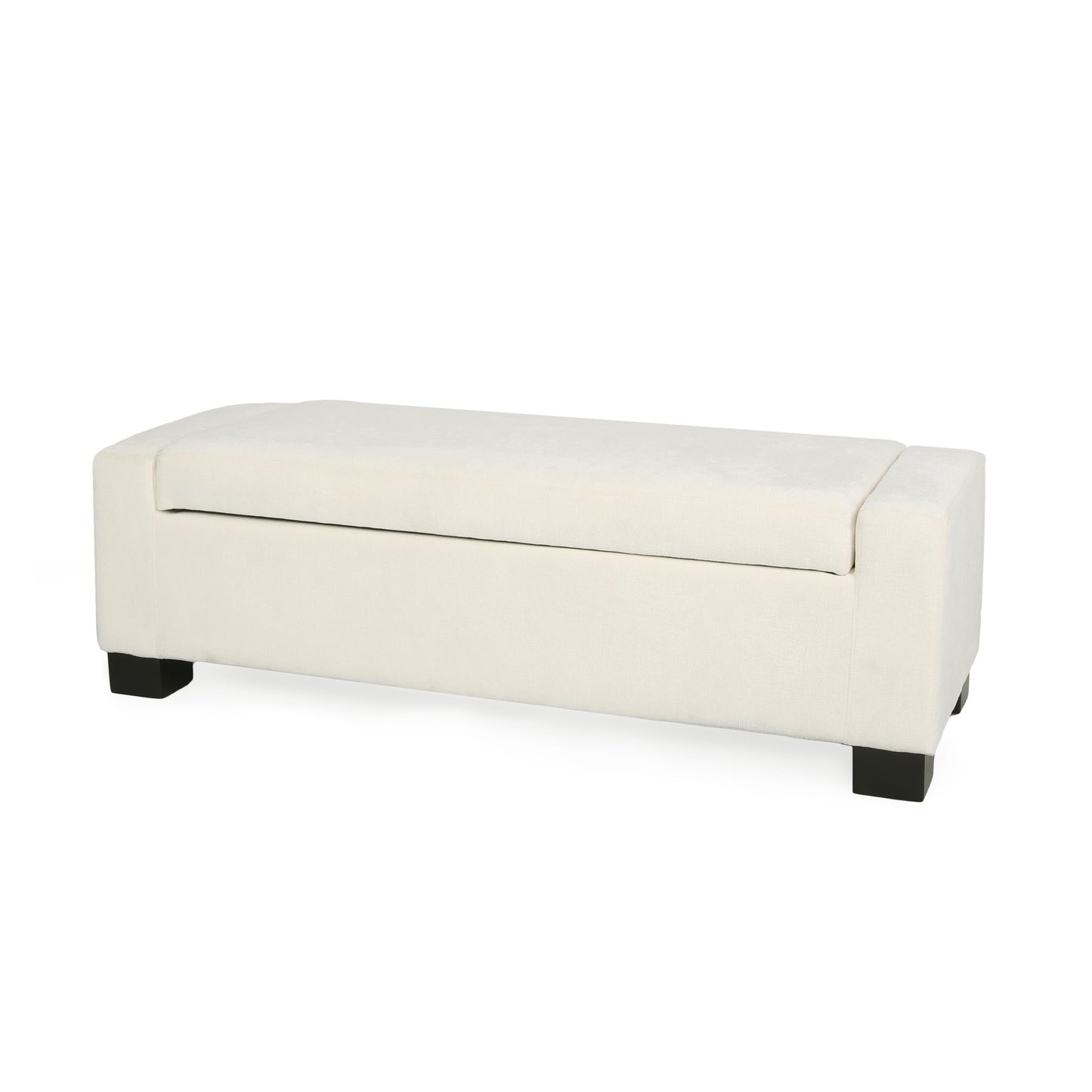 50-Inch White Storage Ottoman with Hinged Lid for Living Room & Bedroom