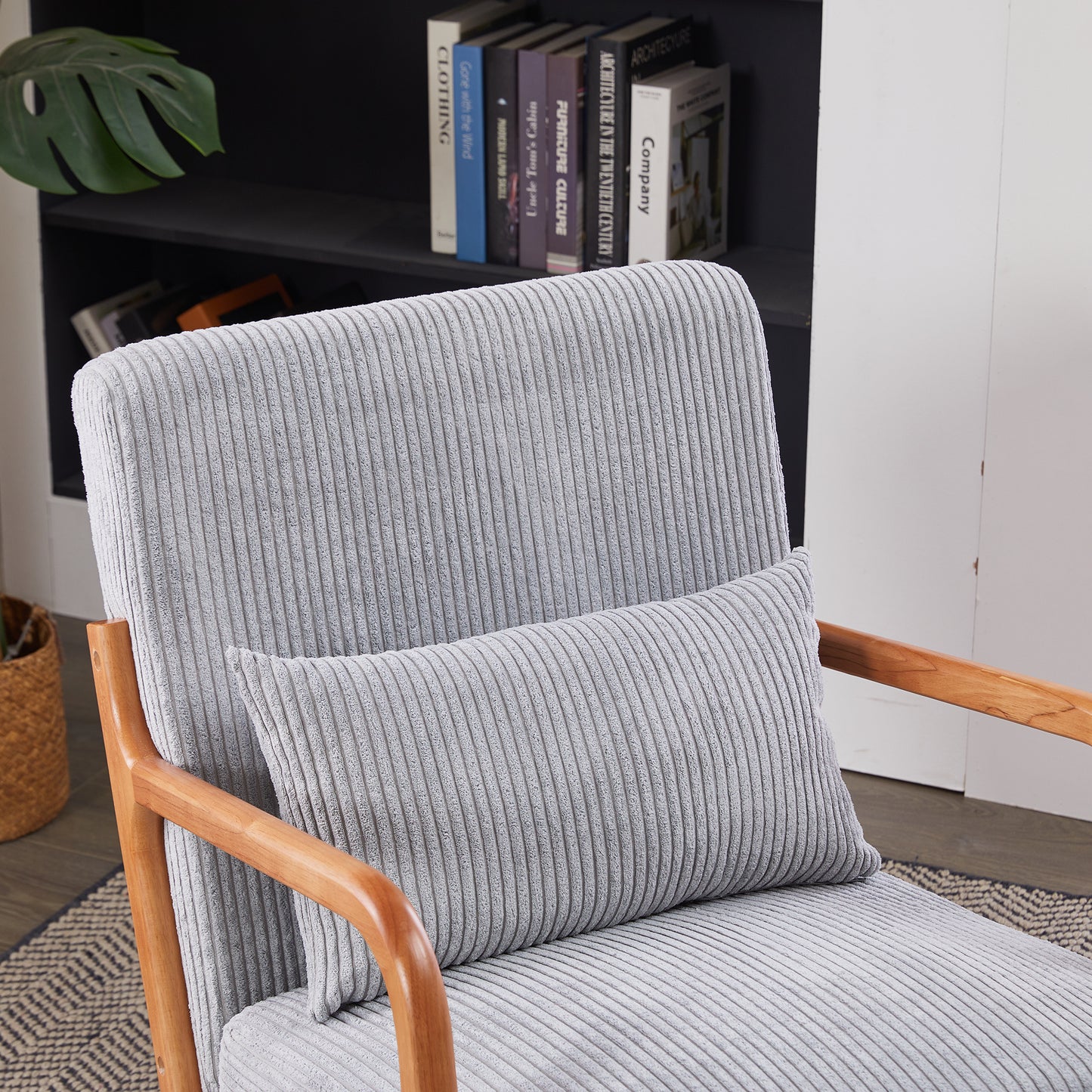 Mid-Century Modern Upholstered Accent Chair - Light Gray