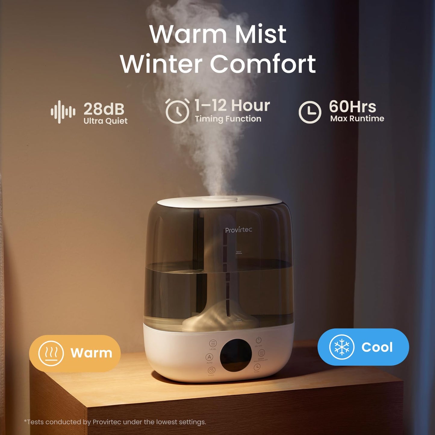 Large Room 6L Self-Cleaning Ultrasonic Humidifier with Warm & Cool Mist, No-Leak Design, Remote Control