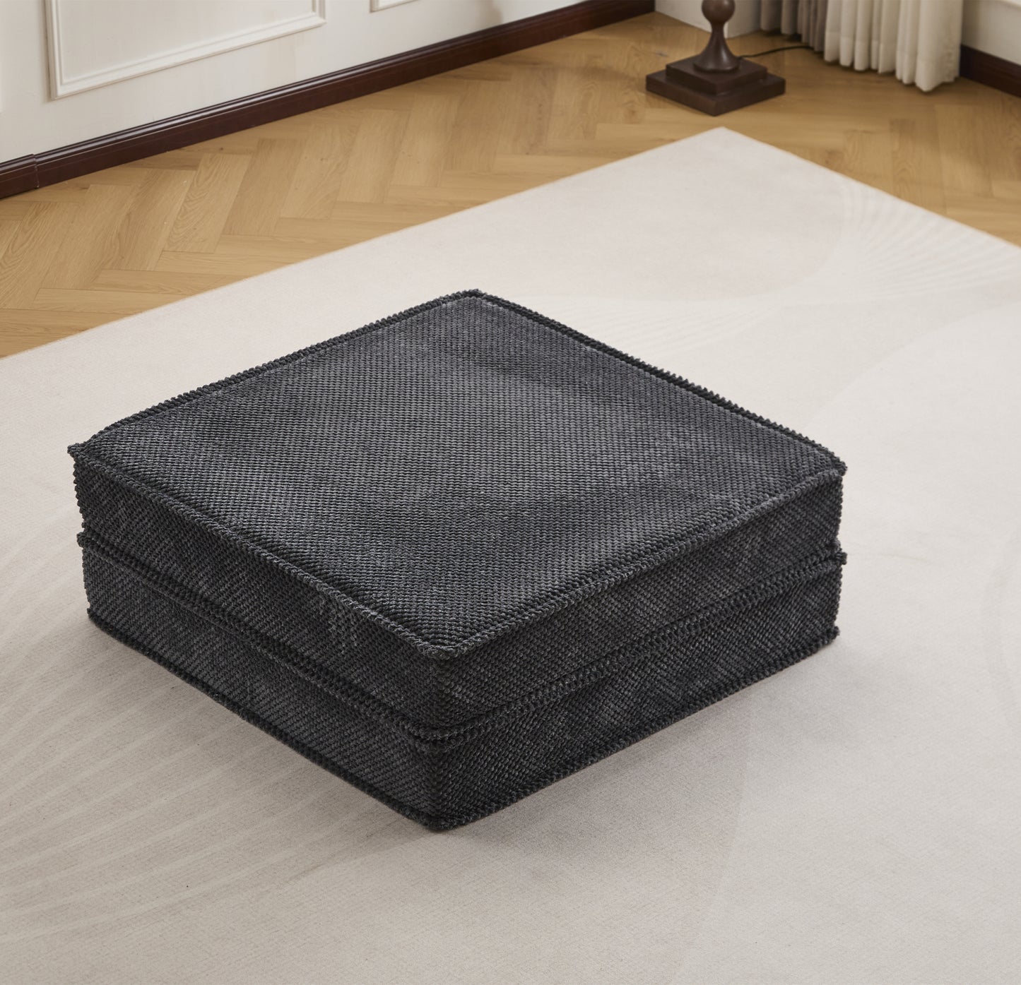 Convertible Floor Sofa Bed with Ottoman - Dark Grey