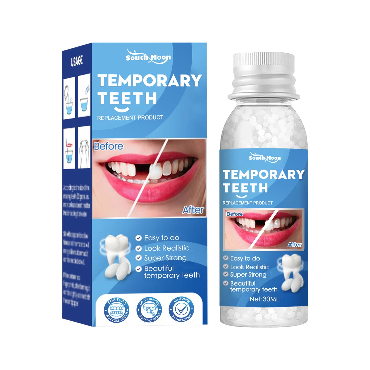 Temporary Tooth Repair Kit - Moldable Dental Filling Gel for Missing Teeth