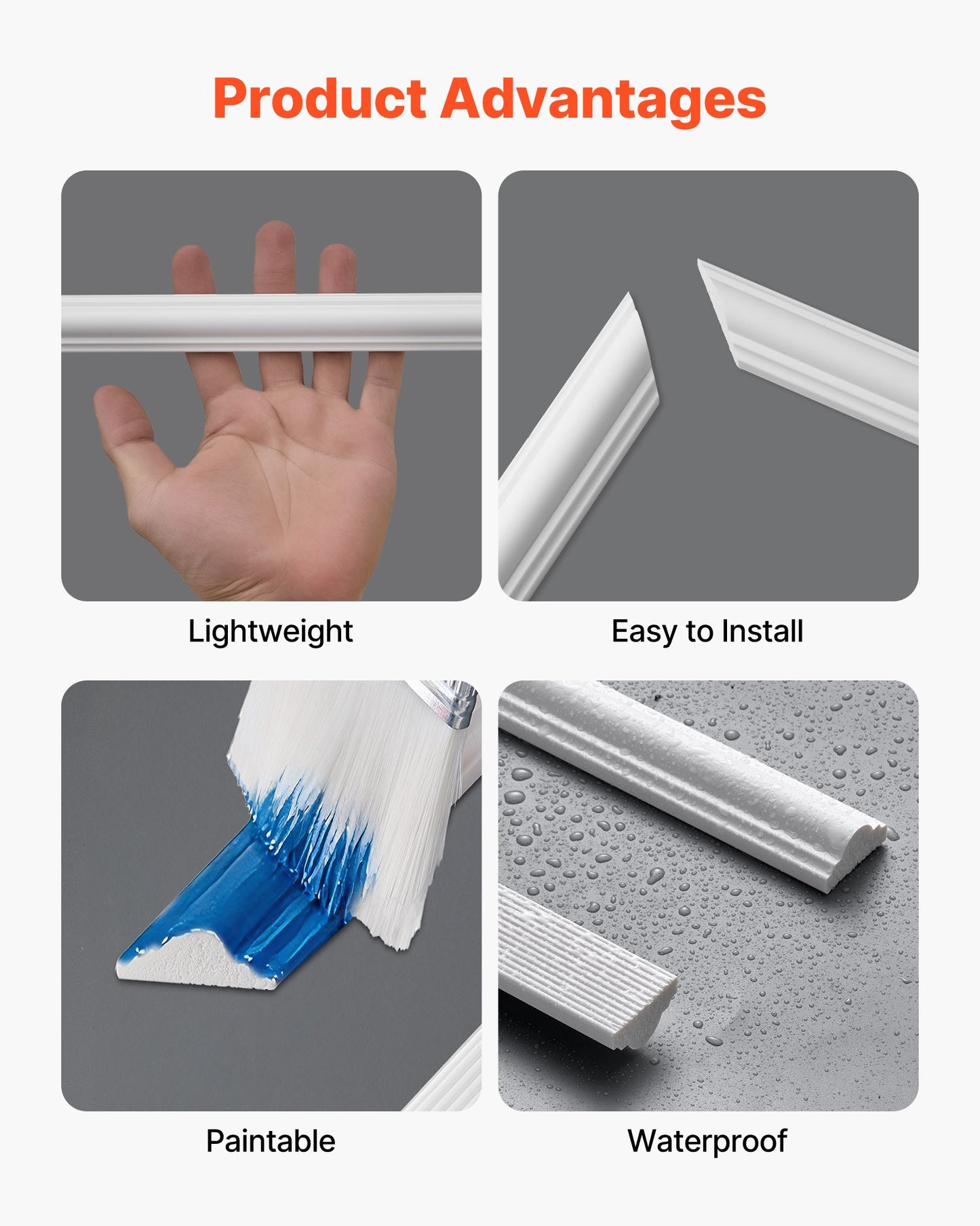 Paintable Wall Molding Kit 3 Pack - Lightweight Waterproof Wainscoting Panels