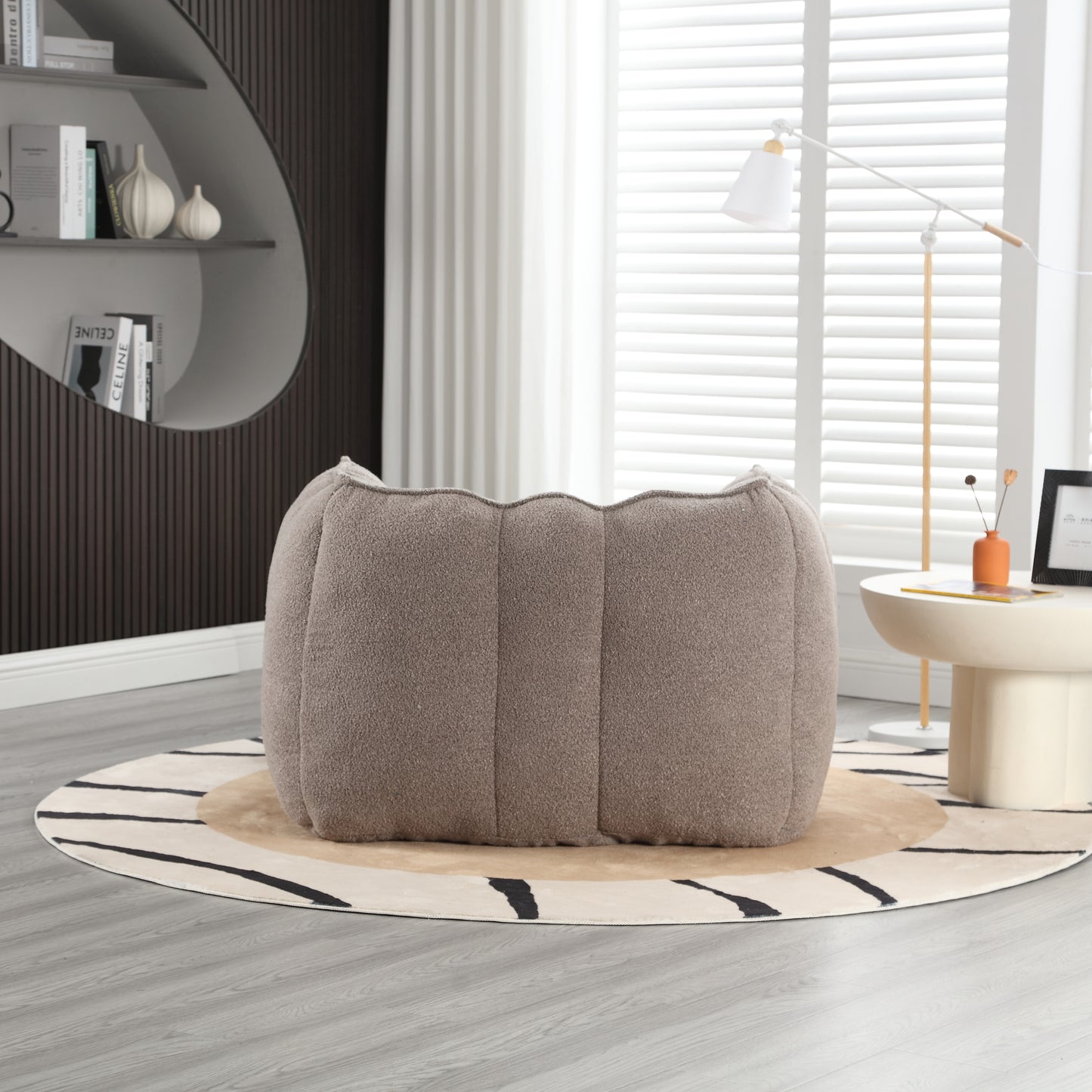 Coffee Soft Bean Bag Chair with Foam Filling - Comfortable Lazy Sofa