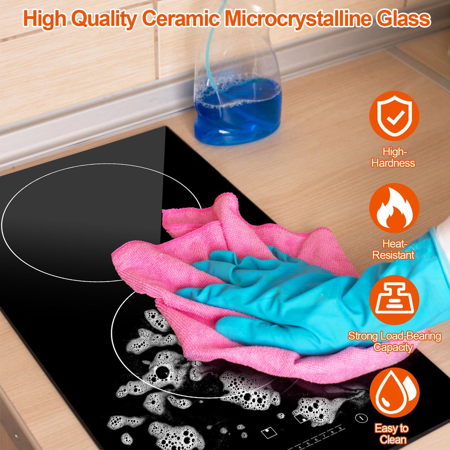 Dual Induction Electric Cooktop 1900W with Timer & Safety Features - Black