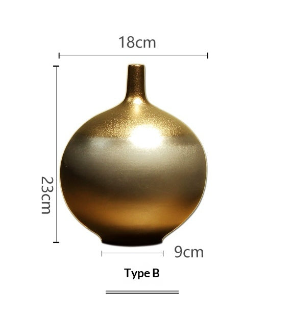 Decorative Ceramic Vase with Metal Glaze - Creative Home Storage Cabinet Accessory