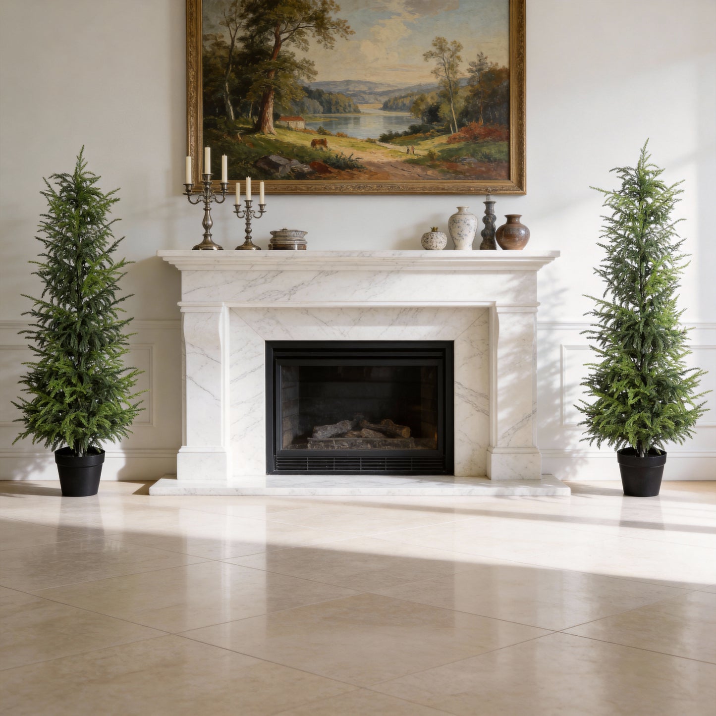 5' Real Touch Artificial Pine Tree in Black Pot - 2 Pack