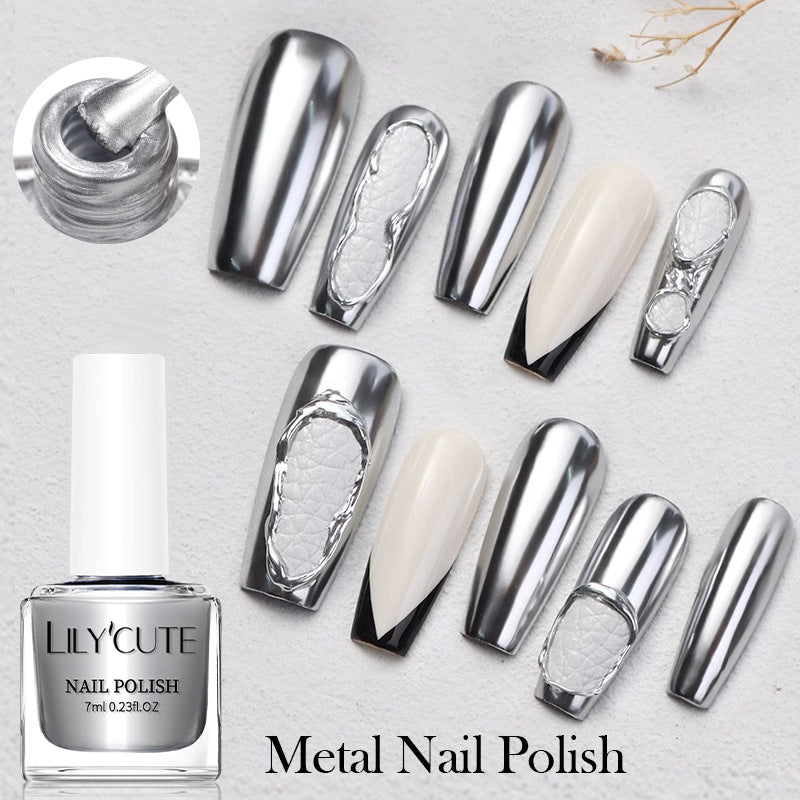 Quick-Dry Metallic Mirror Nail Polish No Baking Required - Water & Oily Resistant
