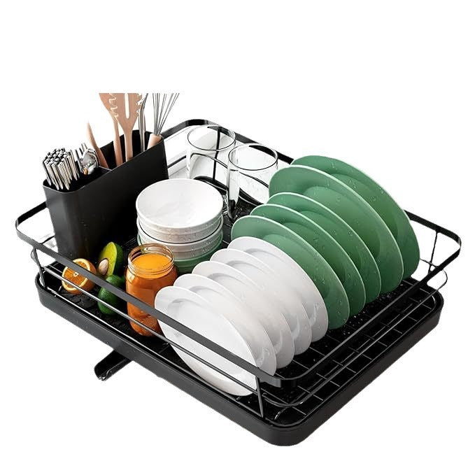 Double-Layer Kitchen Storage Rack for Tableware - Modern Plastic & Iron