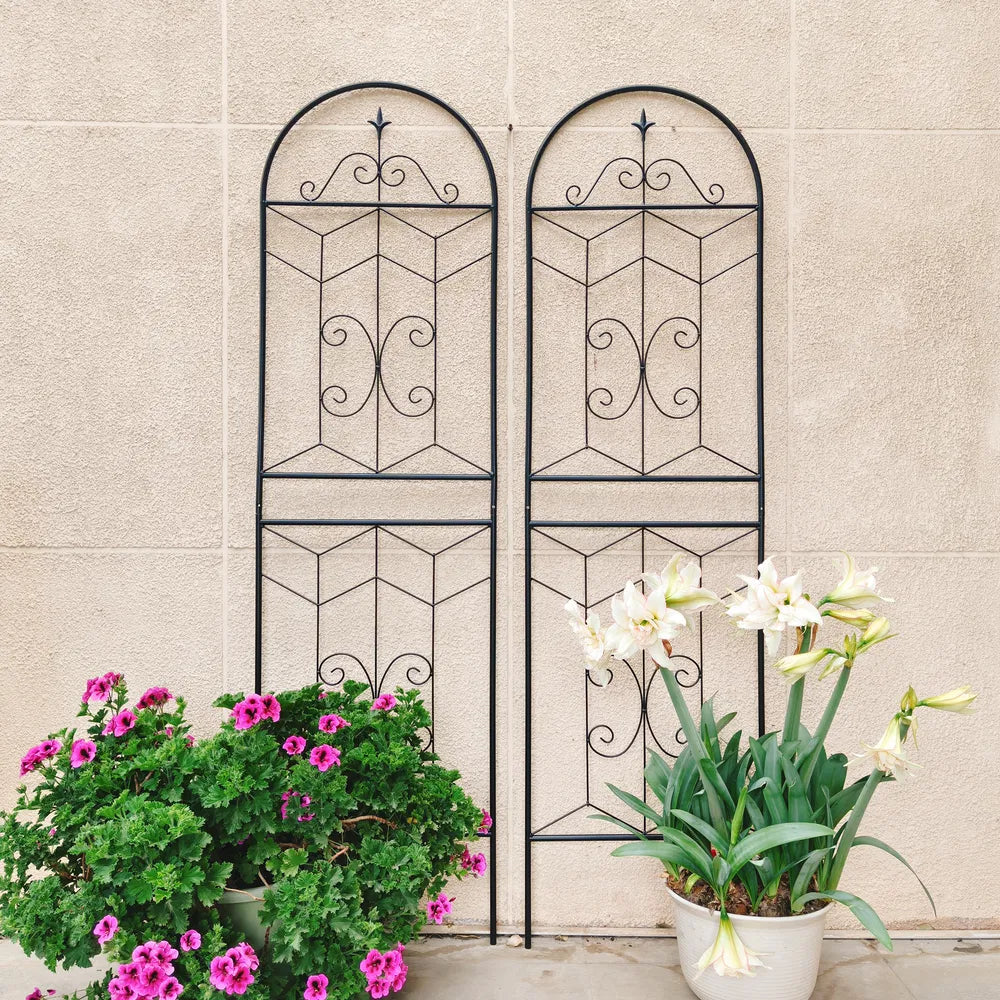 Metal Garden Trellis - 71" x 19.7" Rustproof Support for Climbing Plants - Black