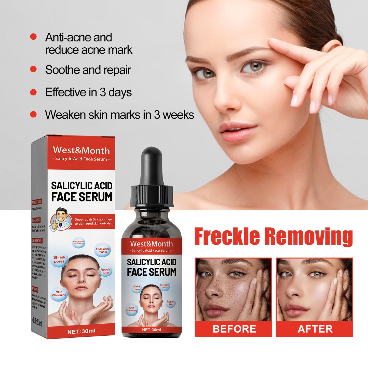 Salicylic Acid Facial Serum - Pore Refining & Hydrating Skin Repair, 30ml