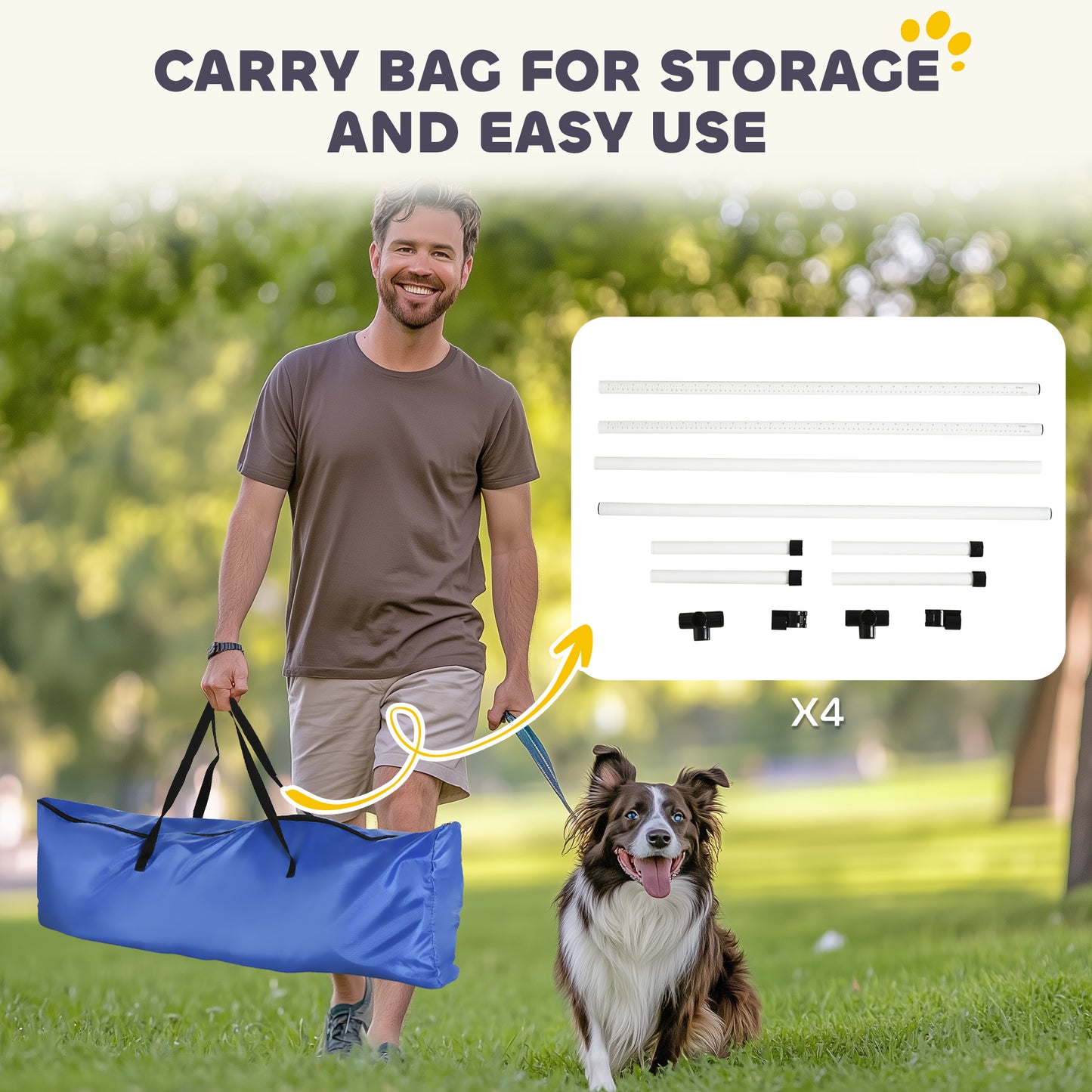 Dog Agility Training Equipment Set with Adjustable Height Jumps & Carry Bag