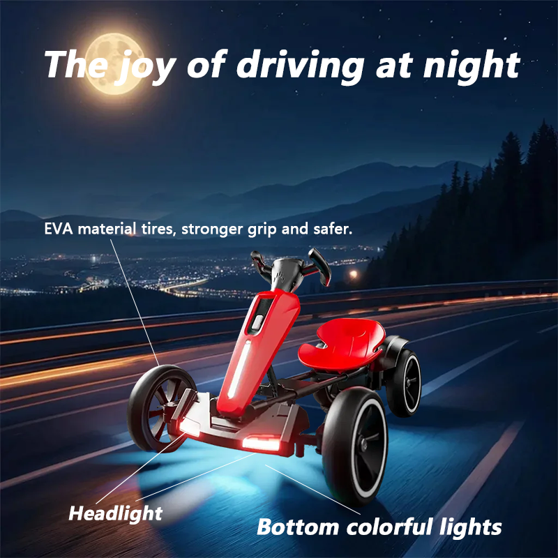 12V Electric Kids Go Kart with Adjustable Seat - Red