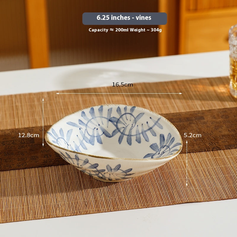 Retro Ceramic Dinner Plate Set with Hand-Painted Floral & Fruit Patterns