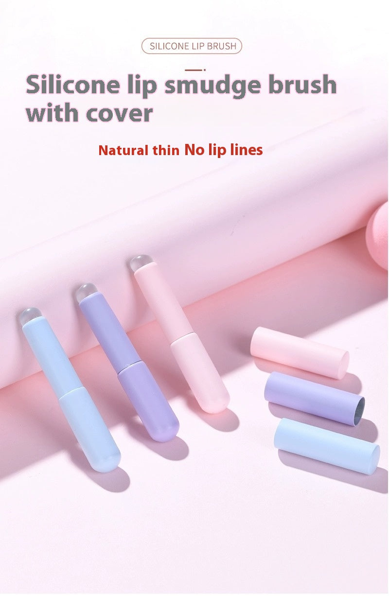 Portable Silicone Lip Brush with Lid - Travel Makeup Tool for Lips