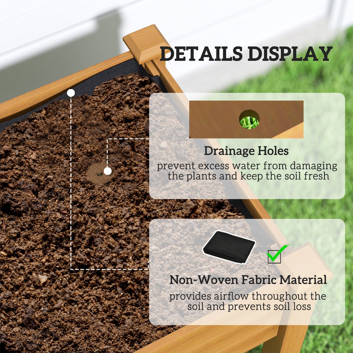 Raised Garden Bed with Greenhouse Cover - Outdoor Planter Box for Herbs and Vegetables, 48 x 22 x 46 inch