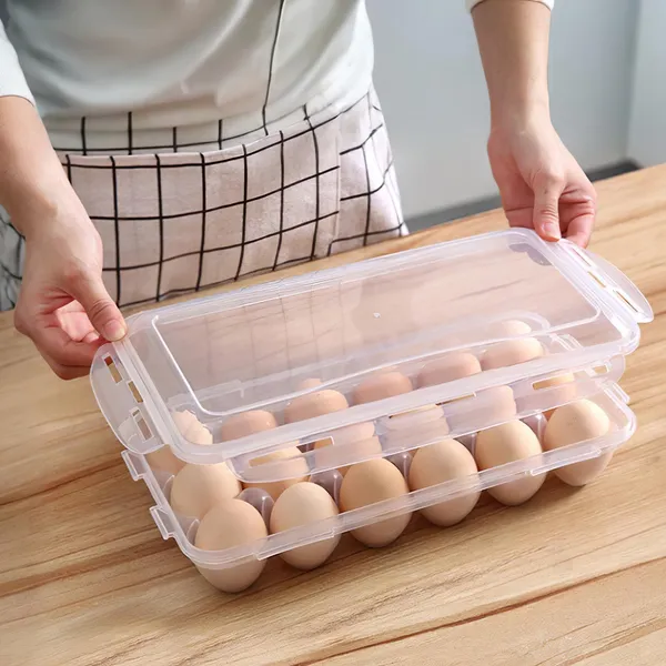Stackable Egg Holder - 2Pcs Plastic Egg Storage Container