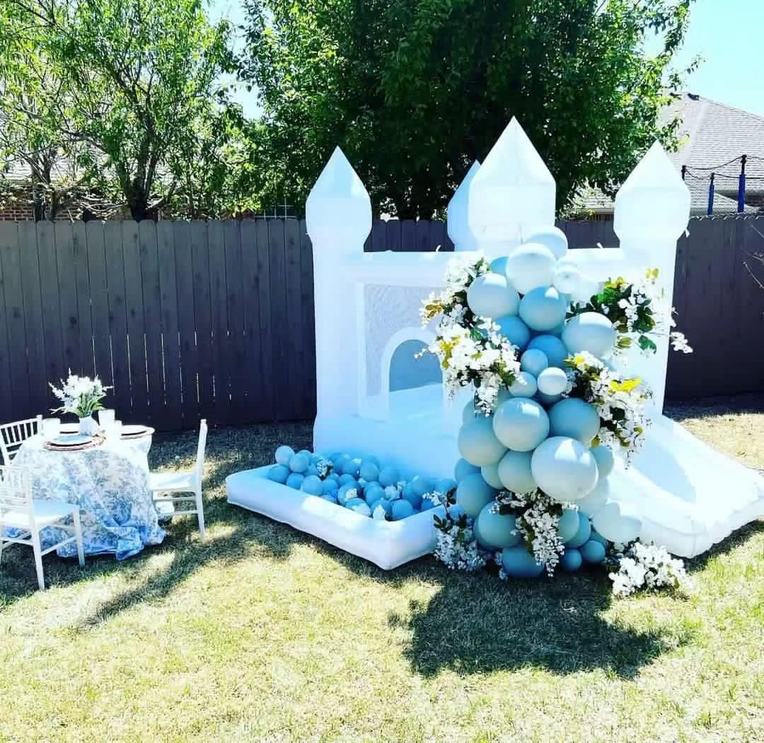 White Inflatable Bounce House for Kids - Durable & Easy to Set Up