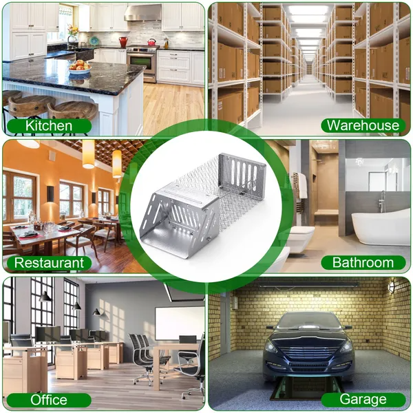 Automatic Continuous Mouse Trap with Single Door Humane Live Cage - Silver