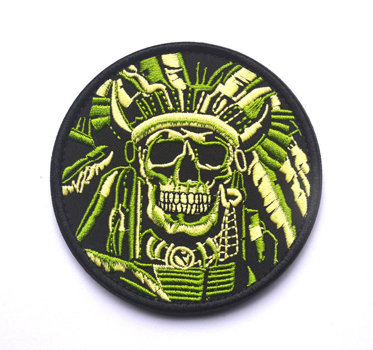 Minimalist Embroidered Skull Velcro Badge for Clothing and Accessories
