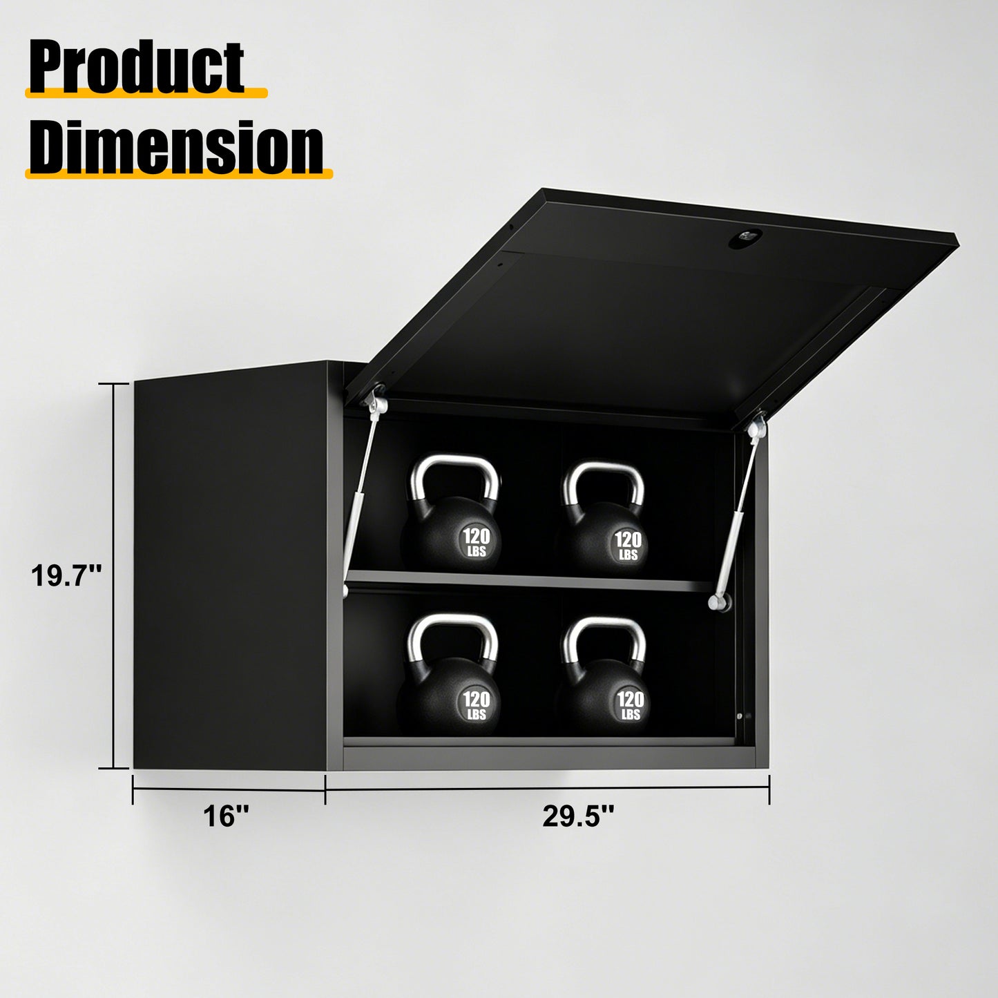 Heavy Duty Wall Mounted Metal Tool Storage Cabinet - Black