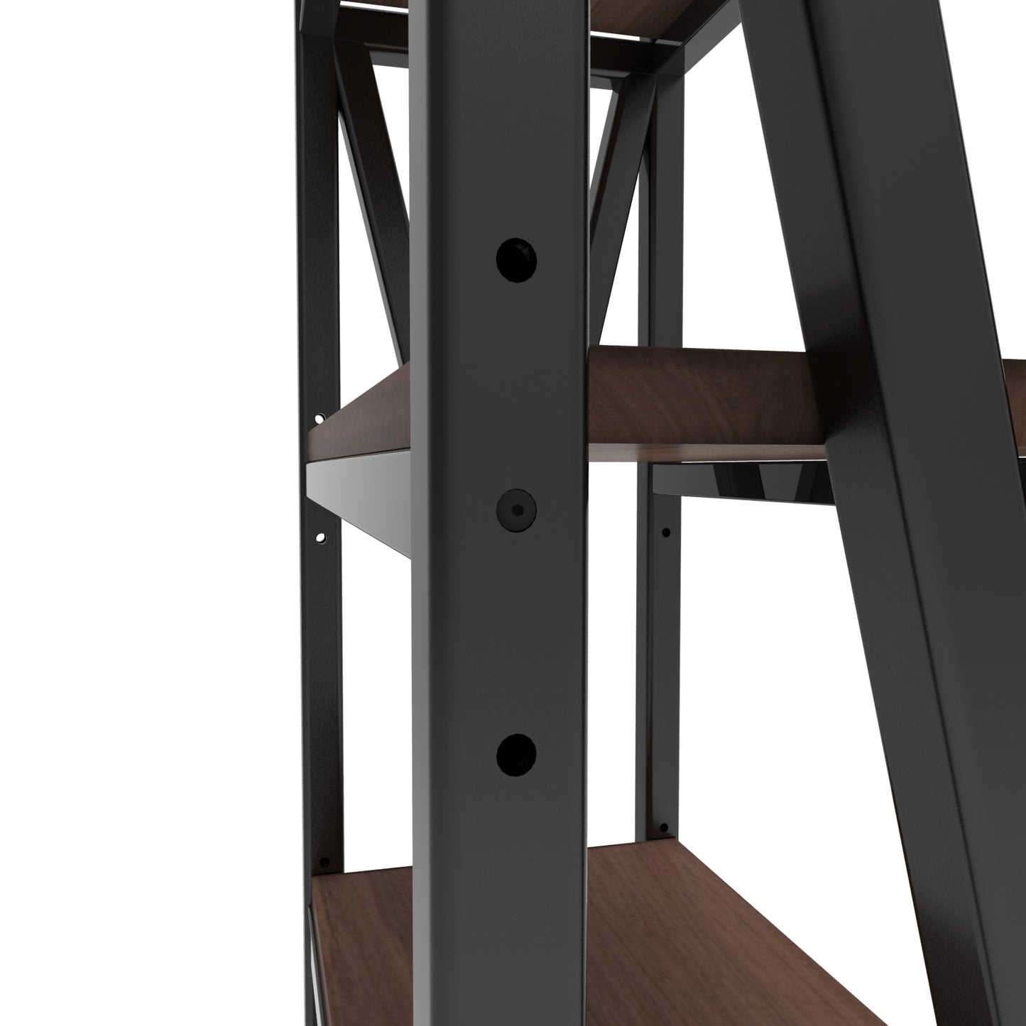 Black 56.3-Inch Metal & Wood Kitchen Storage Rack with 4 Adjustable Shelves