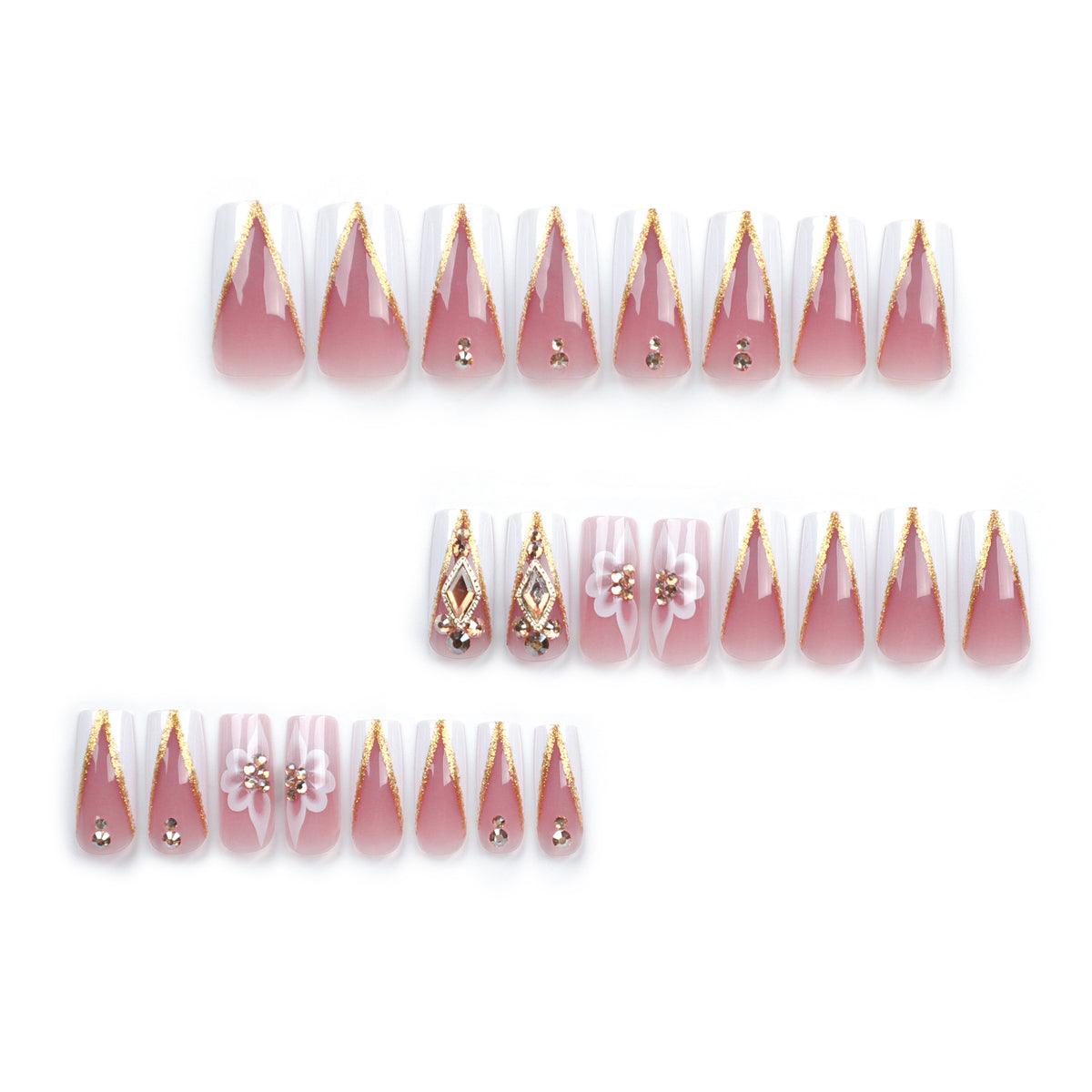 Women's French Flower Manicure Kit with 3D Nail Art and Glue