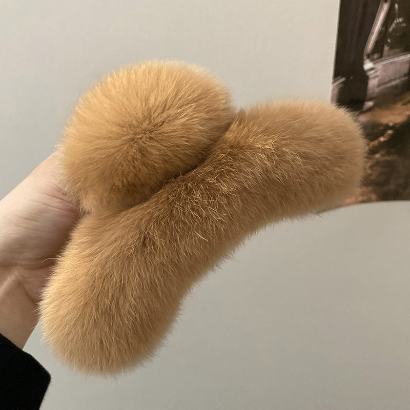Oversized Plush Rabbit Hair Claw Clip - 16cm Large Fuzzy Hair Accessory