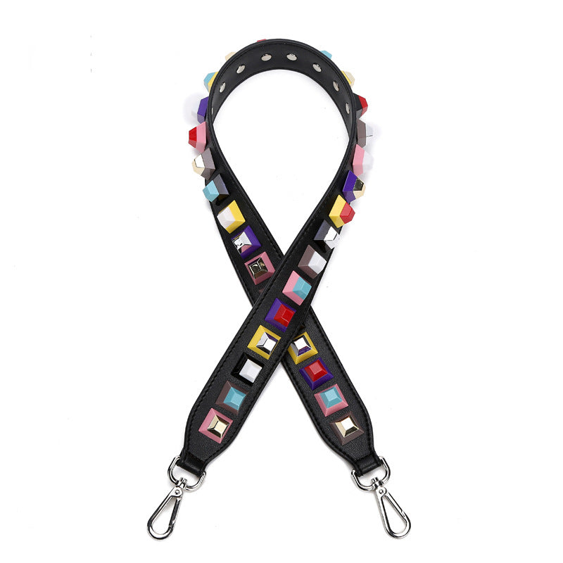 Double Sided Cowhide Shoulder Strap for Bags - Rivets & Adjustable Length