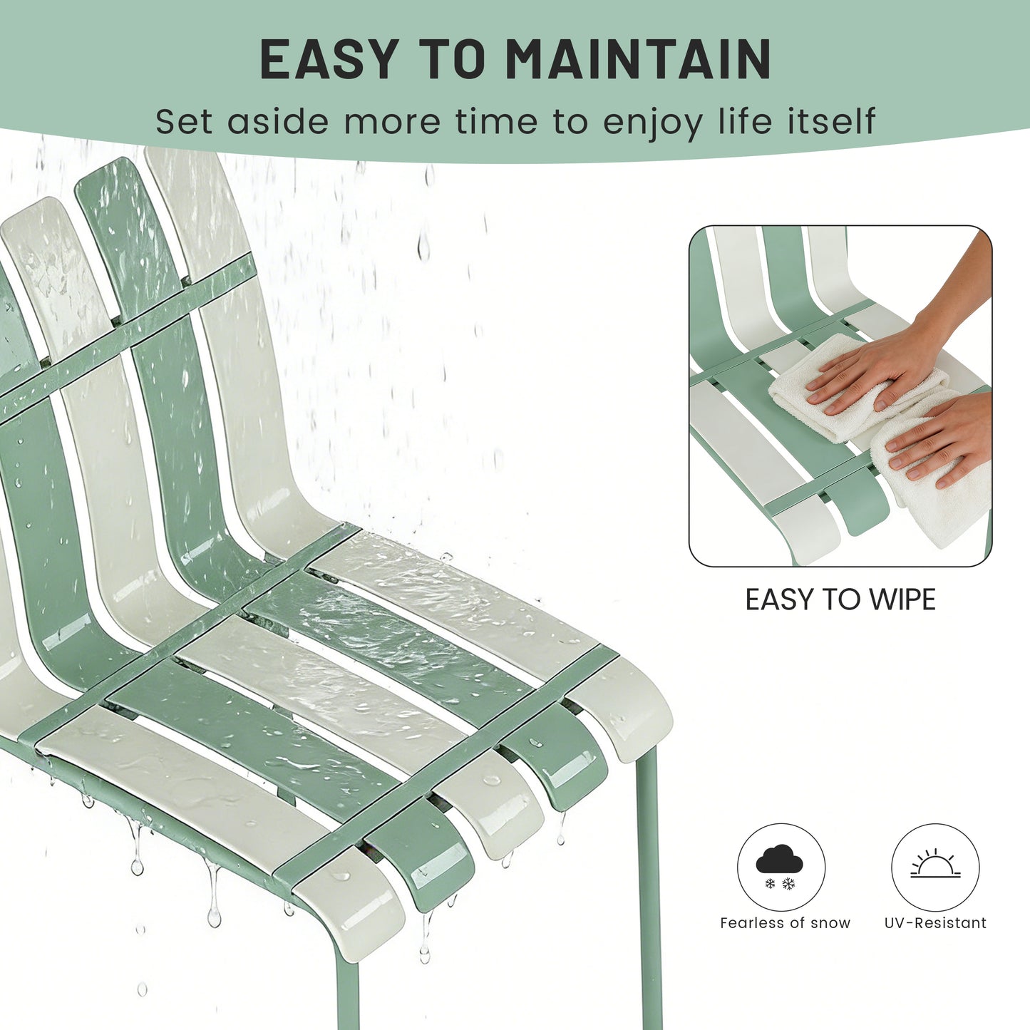 Modern Striped Color Block Chairs 4-Pack with Round Table - Waterproof
