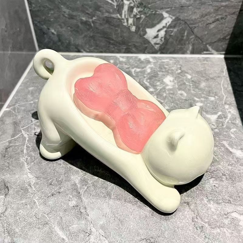 White Plastic Soap Box - Creative Draining Bathroom Storage 16x9x15cm