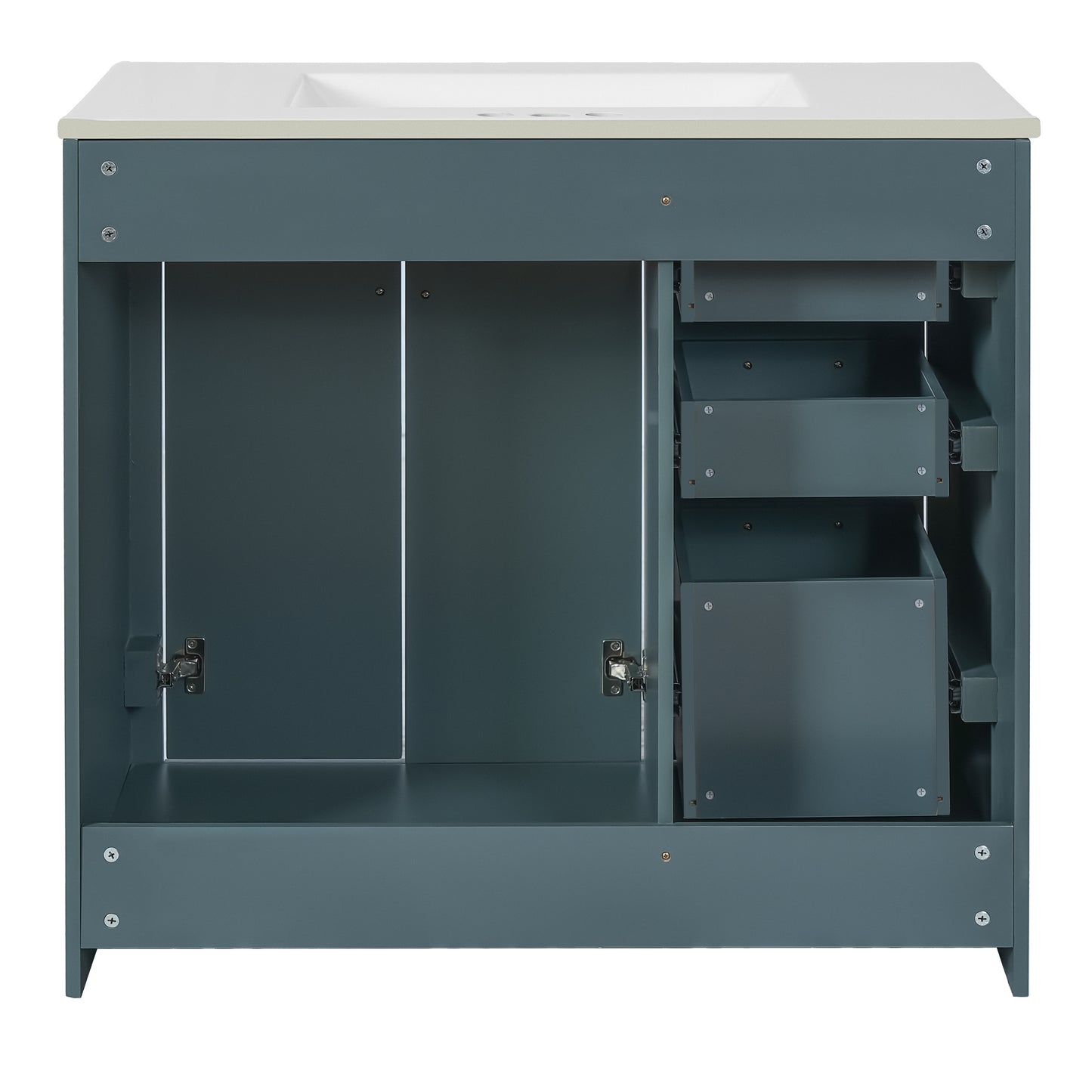 36-Inch Blue Bathroom Vanity with Ceramic Sink & Storage Cabinet