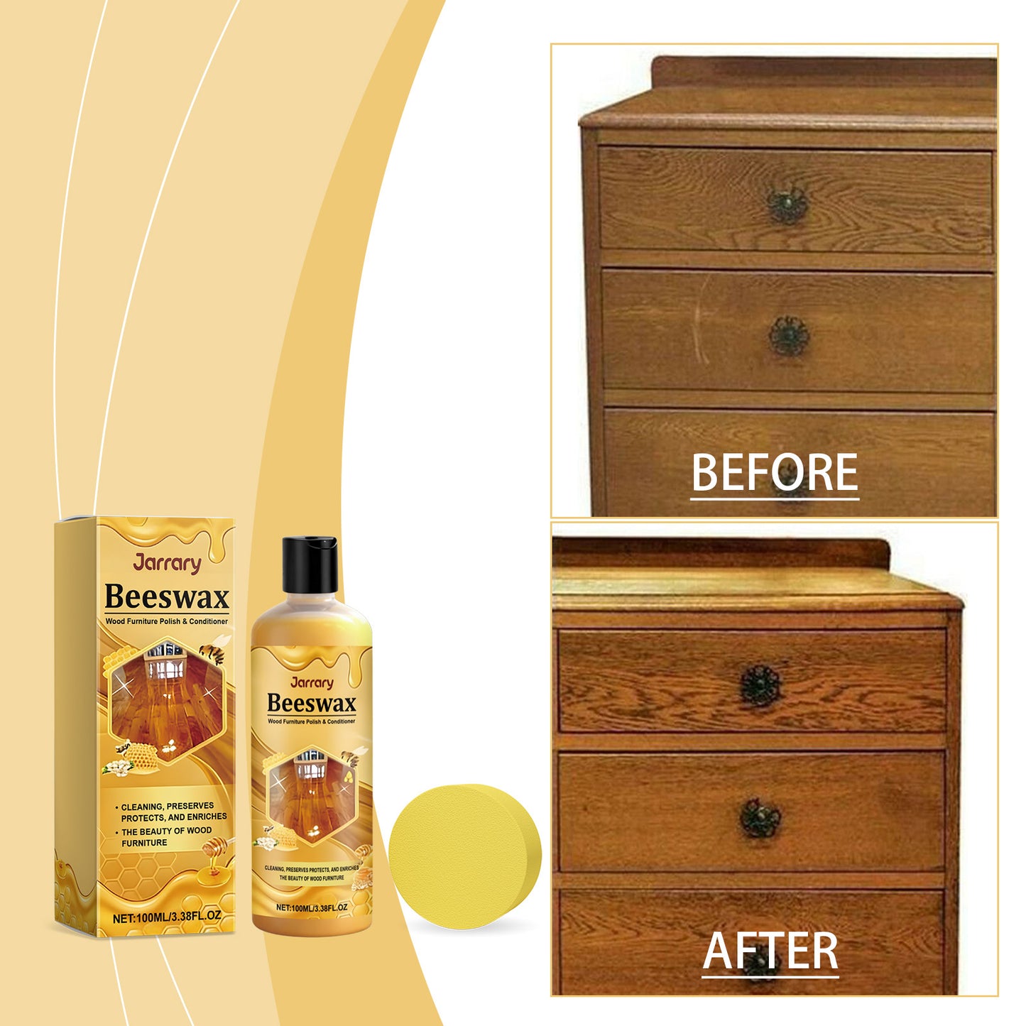 Beeswax Wood Polishing Agent - 100ml Bottle for Furniture & Wood Care