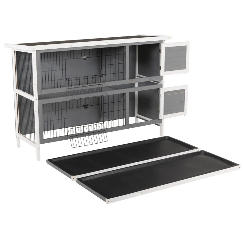 Large Wooden Rabbit Hutch with Lockable Doors Waterproof Roof and Leak Tray