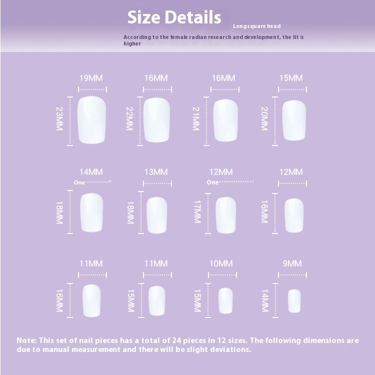 French Line Nail Tips with Water Ripple Design and Nail Stickers - 24 Pieces