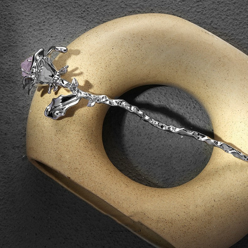 Silver Metal Flower Hairpin