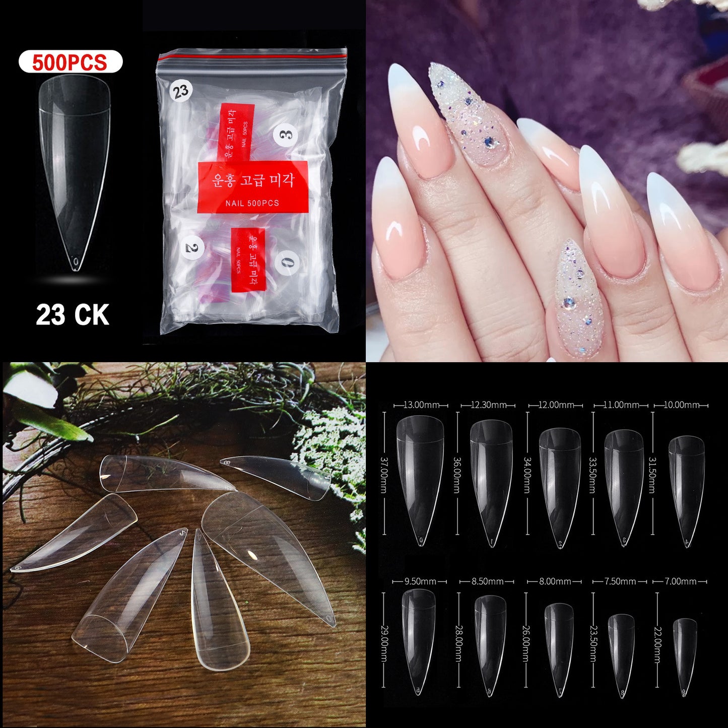 French Pointed Non-Marking Ballet Nail Art Tools - Transparent