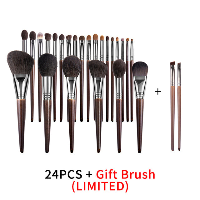 Natural Makeup Brush Set with Goat Hair - 22/24 Pieces for Face & Eyes